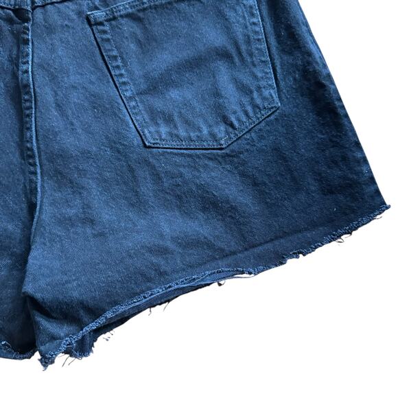 Wrangler Cut Reworked DIY Off Black Denim Jean Shorts Raw Hem Size 38 Festival - Picture 9 of 12